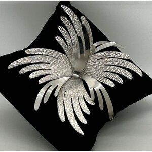 Vintage Coro Brooch Silver-Tone Abstract Starburst Pin Mid-Century Sculptural